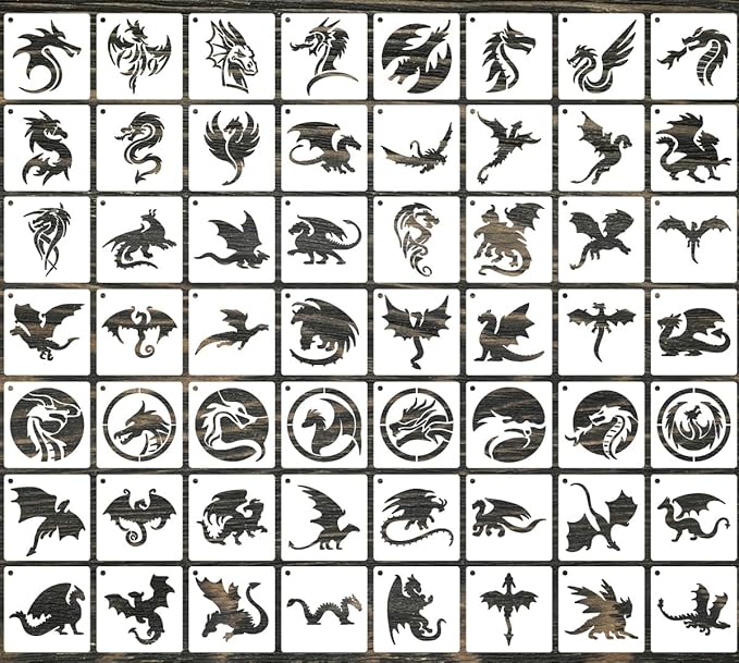Dragon Stencils for Painting 3inch Reusable Dragon Stencil Template Stencils for Crafts Paint Stencils for Painting on Wood Wall Card Fabrics