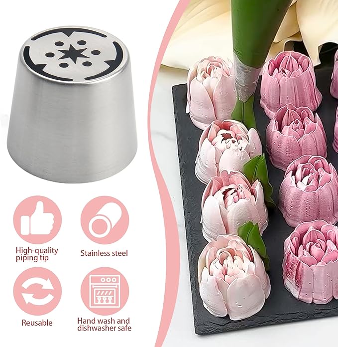 Extra Large Russian Piping Tips for Marshmallows Stainless Steel Flower Frosting Nozzles many styles Cake Decorating Baking tool for Buttercream, Cupcakes Cookies(SL82)