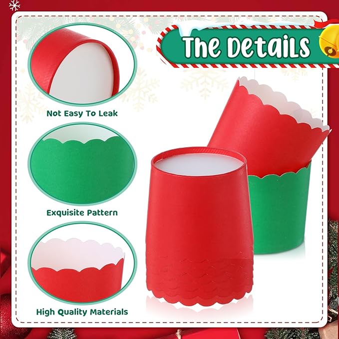 100 Pcs Red Green Cupcake Liners Bulk Baking Paper Cup Muffin Wrappers Classic Solid Color Pattern Baking Cup for Spring Mother's Day Christmas Wedding Birthday Decoration, 2.8" x 2.4" x 2.2"