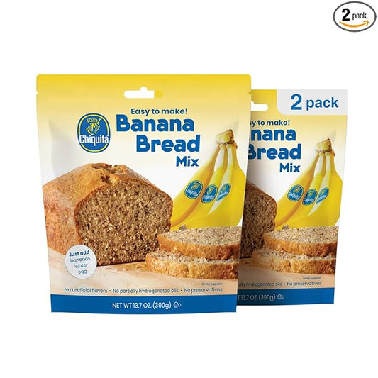Chiquita™ Banana Bread and Muffin Mix – Moist, Easy-to-Make, No Preservatives - Just Add Bananas, Egg and Water - 13.7 Oz (Pack of 2)
