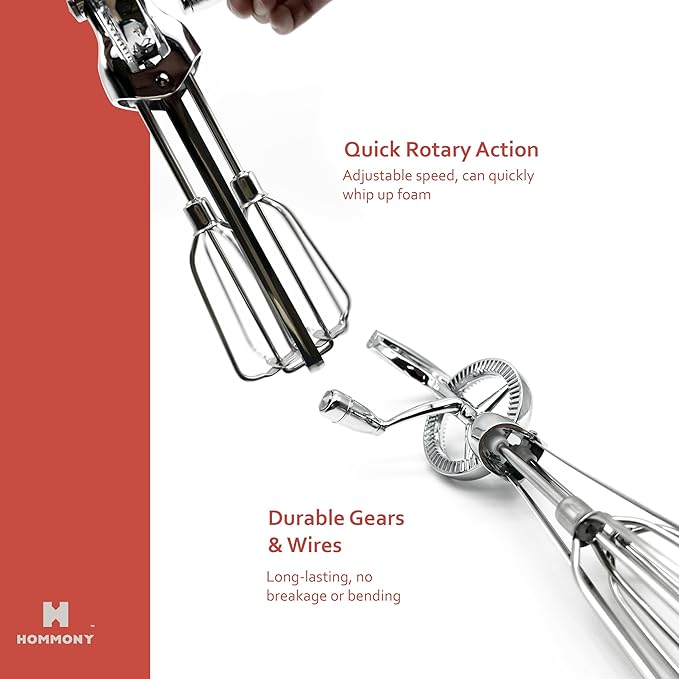 Rotary Egg Beater 12", Stainless Steel Baking Set with Silicone Spatula and Basting Pastry Brush