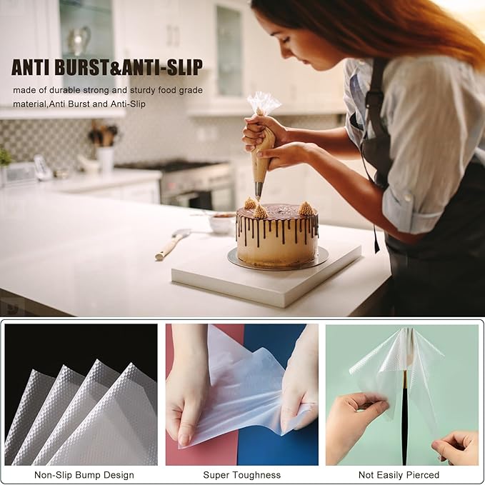 Piping Bags and Tips Set, 120 Pcs Cake Decorating Kit with 100 Disposable Piping Bags, Reusable Icing Bag, Frosting Tips, Couplers, Cake Scrapers, Cupcake Decorating Supplies