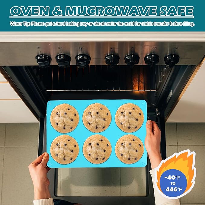 2Pcs Silicone Egg Molds Non-Stick 3.15 Inch Round Muffin Top Baking Pans, Round Silicone Molds for Egg Bites, English Muffin, Breakfast Sandwiches, Pies, Pancakes