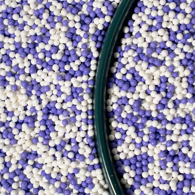 Christmas White Purple Sprinkles130g/4.6oz , White Purple Edible Pearl Sprinkles for Cake Decorations, Baking, Ice Cream, Cookies, Cupcake Topper Edible Pearls Sprinkles - 2mm White Purple Sugar Pearls for Cake Decorating(2mm purple white)