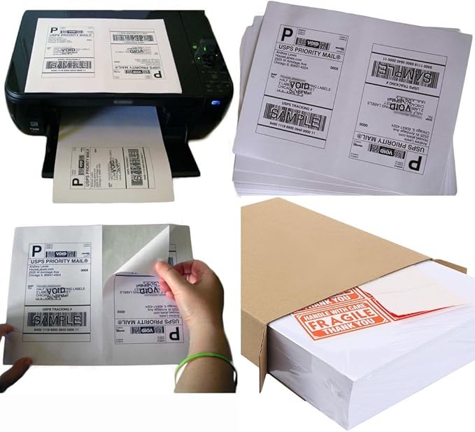 MFLABEL Half Sheet Label Laser/Ink Jet USPS UPS FedEx Shipping Label 8.5 x 11 Inches Packaging Labels, Address Labels for Laser & Inkjet Printers, 15000 Count(7500 Sheets)