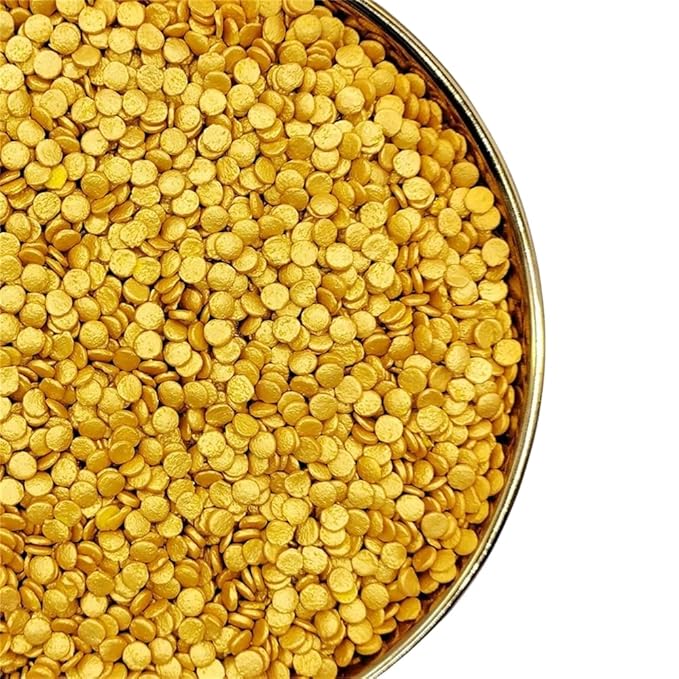 NIPEOR Christmas Sprinkles Gold Confetti Sprinkles 3.53oz/100gEdible Sprinkle Topping Confetti Sprinkles, Sprinkles for Cake Decorating Cupcake Candy Sprinkles and Ice Cream Toppings (Rainbow Confetti Gold)