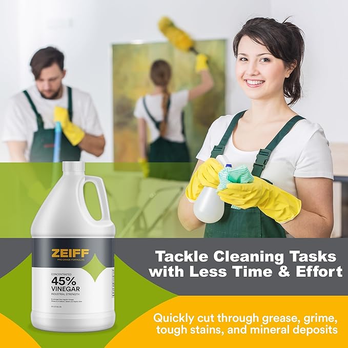 45% Pure Concentrated Vinegar - Technical Grade Acetic Acid Solution for Home and Outdoor Use - Cleaning Vinegar for Home & Laundry - 2 Gallon