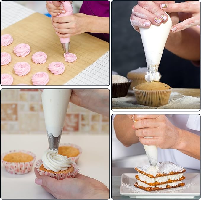 Disposable Mini Piping Bags 8 inch Pastry Bag Pastry Crimpers Small Piping Bags Disposable Pastry Bags For Cake Macarons Dessert Decorations Cookies Baking Cupcakes (Clear, 100 Pcs)