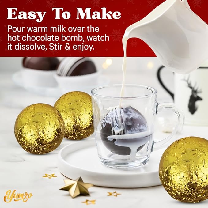 Chocolate Bombs Gift Set - 6 Pack - Cocoa Bombs Premium Hot Chocolate Bomb Filled with Marshmallows and Cocoa Mix - Makes 6 Large Servings - Gift Box.