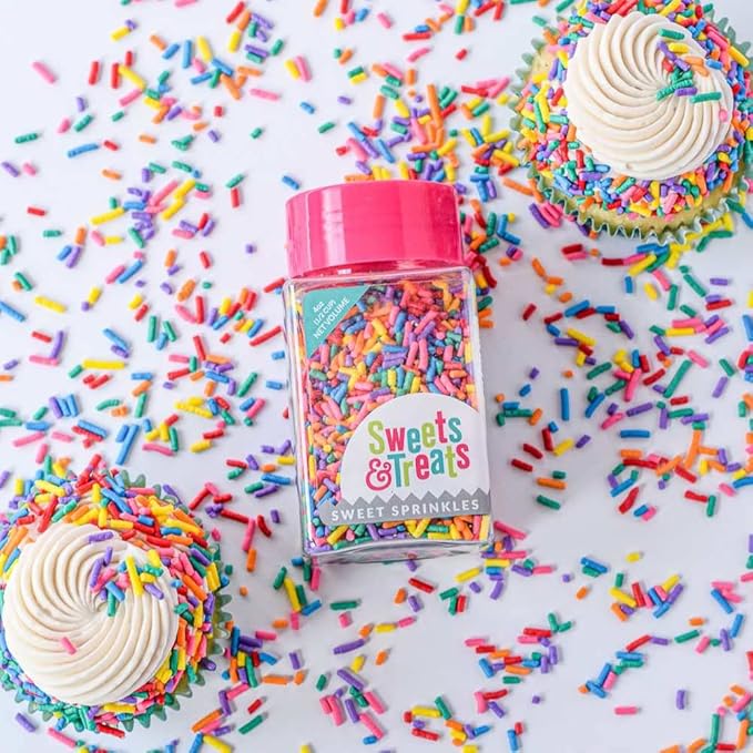 Fiesta Cake Decorations Sprinkles for Cookie, Cupcake Decorating, and Baking - Fun Vegan Cake Sprinkles and Toppings - Red, Green, Yellow, and White Jimmies Sprinkles for Cinco de Mayo Donuts, Cookies