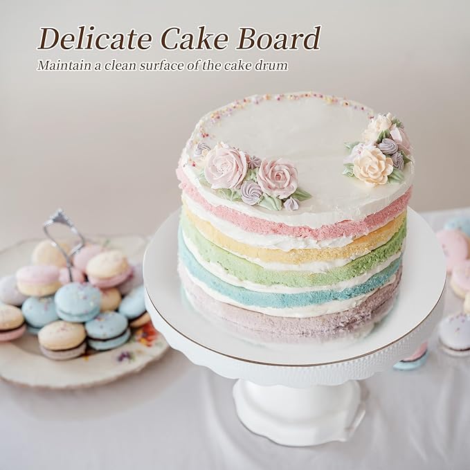 Cake Boards 30 Pcs White, 10 Inch Cake Circles Round Base, Food-Grade Cardboard Cakes Tray 2mm, Waterproof Oil-proof and Sturdy, Disposable cake Plates for Cakes DIY and bread desserts Display