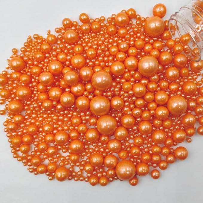 Edible Pearl Sugar Sprinkles Orange Candy Mixing Size Baking Edible Cake Decorations Cupcake Toppers Cookie Decorating Celebrations Wedding Valentines Easter Halloween Christmas Supplies 120g/ 4.23oz