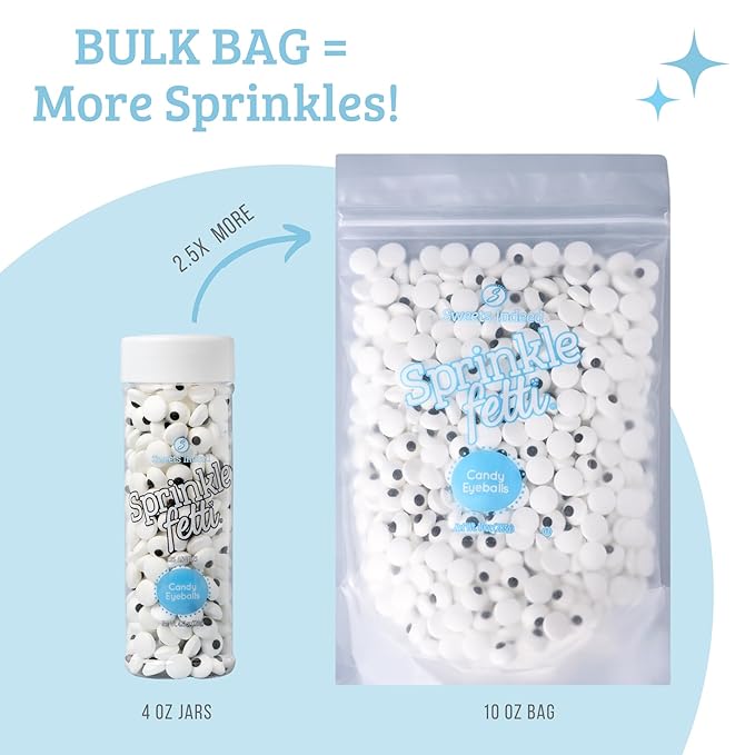 Sweets Indeed, Sprinkles, Bulk, 10 ounce, Edible Sprinkle Mix, Perfect for Cake Decorations, Baking, Ice Cream, Cookies, Cupcake Topper (Candy Eyeballs)