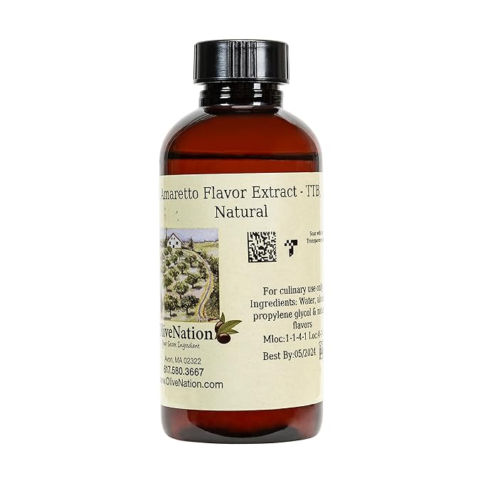 OliveNation TTB Amaretto Flavor, Amaretto Flavor Extract from Natural Flavors for Brewing, Baking, Ice Cream, Sugar Free, Non-GMO, Kosher, Vegan - 8 o