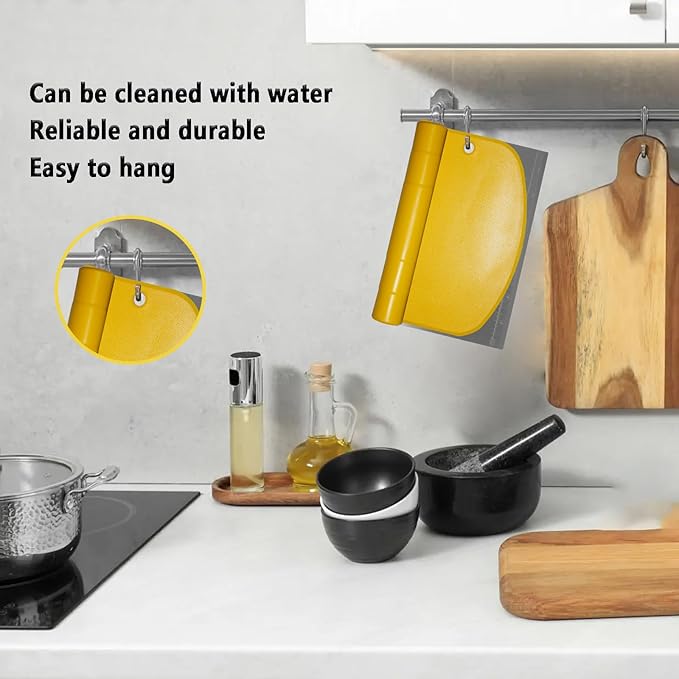 6-inch Premium Pizza Cutter Food Stainless Steel Mirror Polished with Measuring, dough scraper for frozen pizza, vegetables, includes dough cutter, hangable, Dishwasher Safe(Yellow)