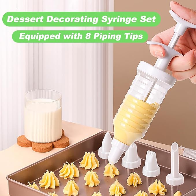 Suuker Cake Decorating Gun, Cupcake Icing Piping Kit, Cake Decorating Kit with 8 Piping Tips, Cupcake Injector/Decorating Icing Set, White