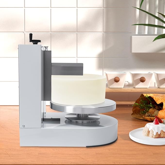 200W Electric Cake Cream Spreading, Cream Coating Spreading Smooth Machine with Surface Scraper Low Noise Cake Decorating Machine 60-320RPM Rotating Speed for 4-12inch Cakes