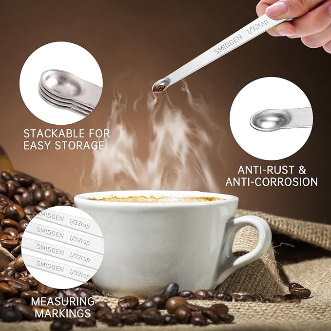 4 PCS 1/32 Teaspoon (1/32 Tsp | 0.165 mL | 0.165 cc) Single Measuring Spoon, Stainless Steel 1/32 Tsp Small Measuring Spoon Mini Measuring Spoons