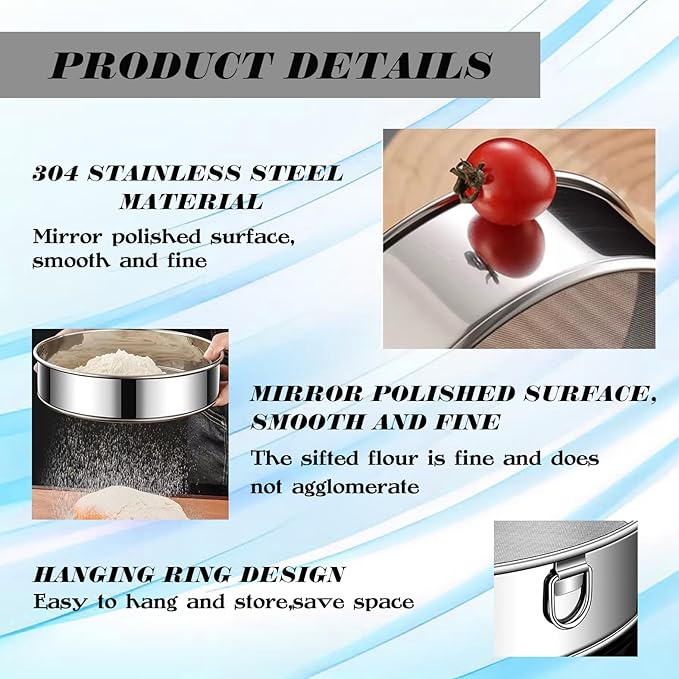60 Mesh Stainless Steel Flour Sieve, Circular Filter Screen, Used For Baking Cakes And Pastries, Diameter 6 Inches