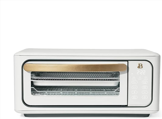 Beautiful Infrared Air Fryer Toaster Oven Kit – Special Edition Multi‑Function Countertop Oven with 10 Presets, Fast Heating & Accessories by Drew Barrymore (White)