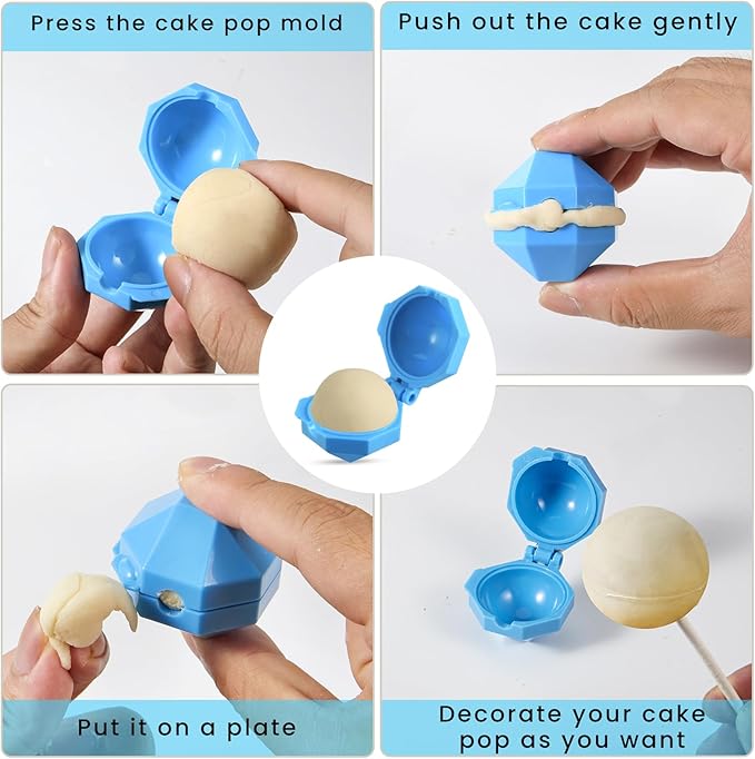 2 Pcs Round Cake Pop Mold with 100 Sticks,ABS Cake Mold, Non-Stick Baking Mold for Perfect Cake Pops,DIY Dessert Maker for Home Baking,Wedding Desserts,Birthday Parties