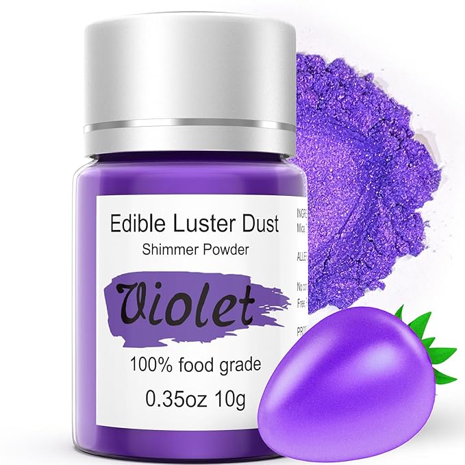 Purple Luster Dust Edible Glitter for Cakes Cocktails – 10g Colaele Edible Shimmering Dust for Chocolates, Metallic Food Coloring Powder for Cake Decorating Edible Glitter for Drinks, No Gluten,Vegan