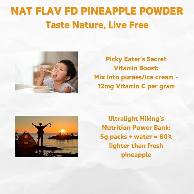 NAT FLAV Freeze Dried Pineapple Powder – 100% Natural, No Added Sugar, No Preservatives | 10.5oz | Pure Tropical Flavor for Smoothies, Baking & More | Non-GMO & Vegan Friendly
