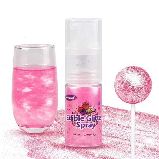 Pink Edible Glitter Spray, Edible Glitter for Cocktails, Food Grade 5g, Shimmer Luster Dust for Drinks, Cake Decorating, Cupcake, Baking, Cookies, Kosher