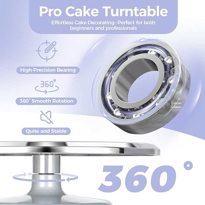 Ohuhu Cake Stand, Aluminium 12''Cake Turntable Decorating Bakery Supplies - BPA-Free Frosting Spinner Rotating Revolving Lazy Susan Christmas Gifts