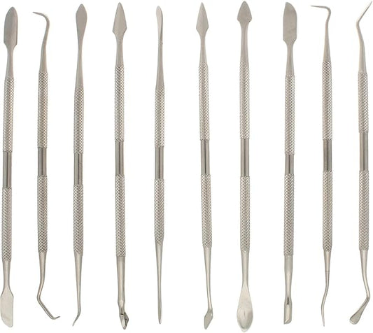 TAURISH 12-Piece Stainless Steel Wax Carver Tool Set, Double Ended Carving Kit for Dental Wax, Clay, Jewelry, Sculpting and Modeling