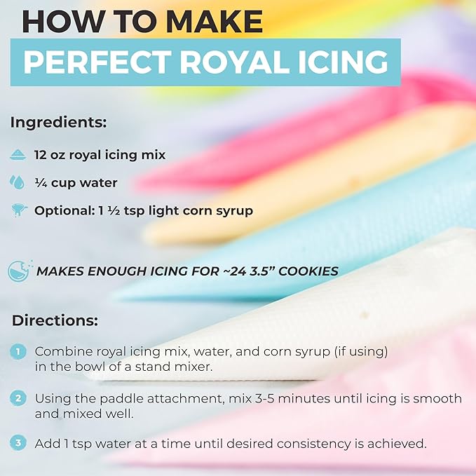 Royal Icing Mix (2.75LB) Premium Royal Icing for Sugar Cookies, Easy to Use, Achieve the Perfect Consistency, Tastes Amazing, Naturally Flavored, Certified Gluten Free, Non-GMO Sourced