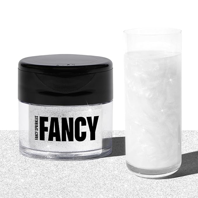 Fancy Sprinkles Holiday Diamond White Premium Edible Glitter, 100% Edible Glitter for Sparkling Food & Drinks No Taste or Texture (4gm)