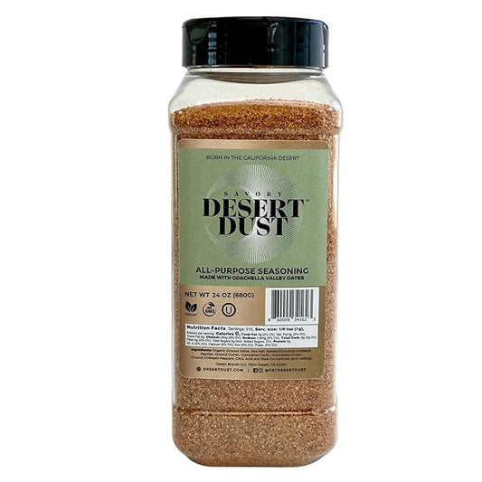 Desert Dust Savory Seasoning – Organic Date Sugar Gourmet Blend | Smoky, Sweet & Low-Glycemic | All-Purpose Rub for Chicken, Fish, Veggies & More | Gluten-Free, No MSG, No Brown Sugar (24oz)