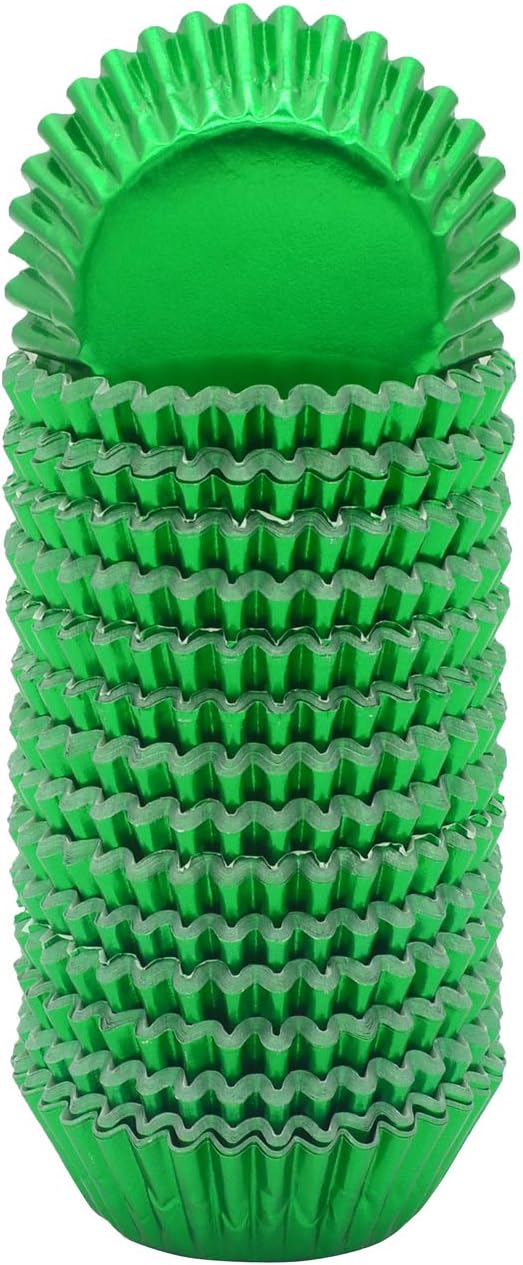 Mini Green Foil Cupcake Liners Muffin Baking Cups for Party and More, 300-Count