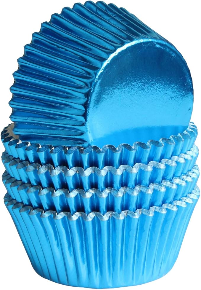 Blue-Foil Cupcake-Liners Paper-Baking-Cupcake,for different Parties, Weddings,Standard Sized(pack of 100） …