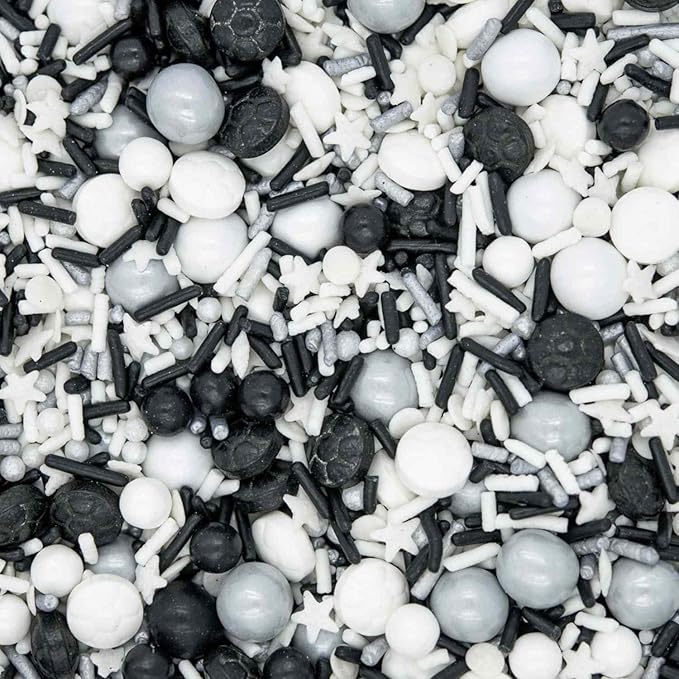 Sprinkles for Cake Decorating Edible Cake Decorations Fancy Soccer Sprinkles, Black and White Cake Cupcake Decorations Ice Cream Toppings for Cupcake Decorating