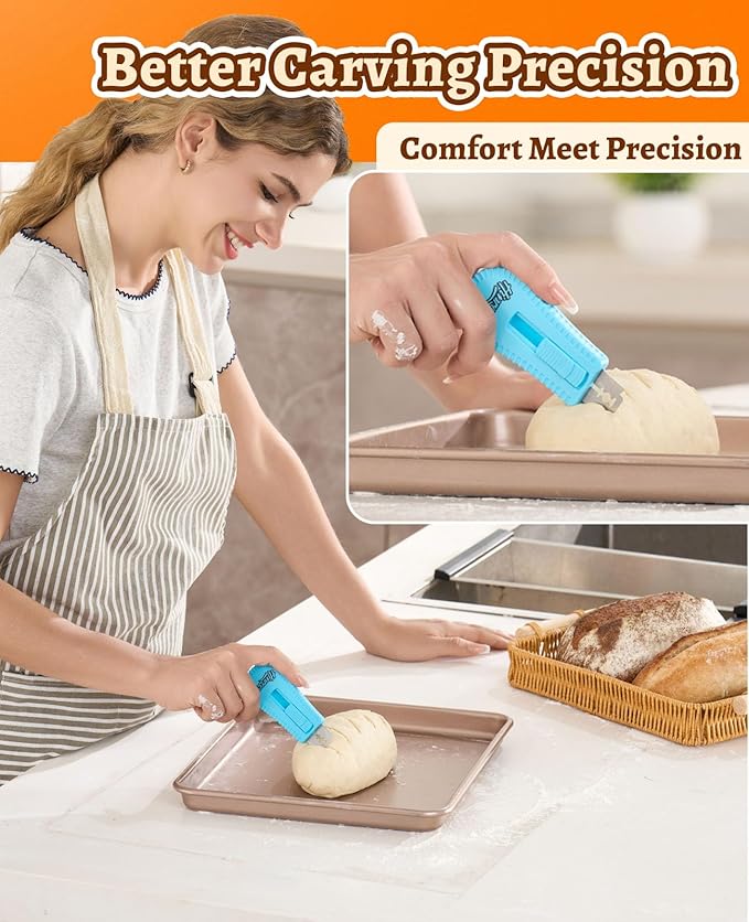 Extractable & Magnetic Bread lame Dough Scoring Tool, Professional Sourdough Bread Baking Supplies & Bread Knife for Sourdough - Scoring Patterns Booklet & 5 Razor Blades