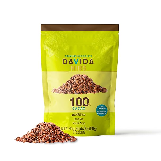 DAVIDA Cacao Nibs 100% Cacao Premium Colombian Cacao Beans (Pack of 2) 5.29 OZ