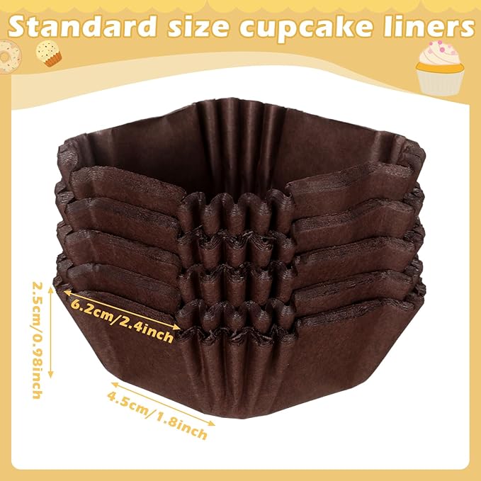 Tanlade 350 Pcs Square Mini Cupcake Liners Disposable Brownie Baking Pan Liners Paper Baking Cup for Cup and Cupcakes Party Supplies for Weddings Birthdays Bridal(Coffee)