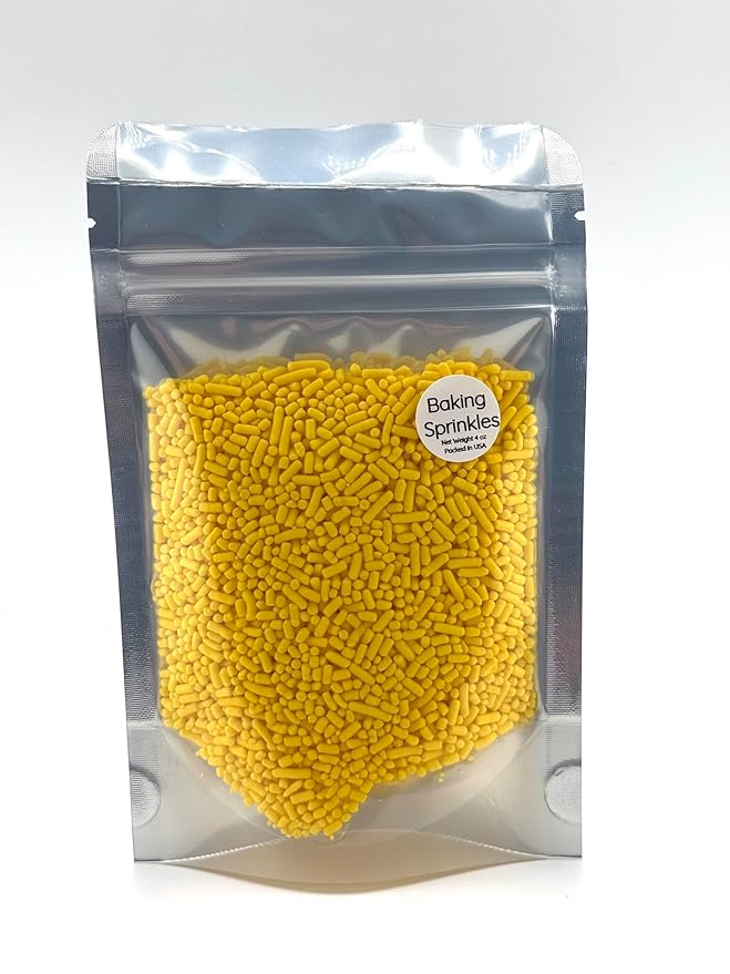 Yellow Sprinkles for Baking Cakes, Cupcakes, Cookie Decorations, Ice Cream and Donut Toppings Edible Decorating Baking Supplies - 4 oz package (Yellow)