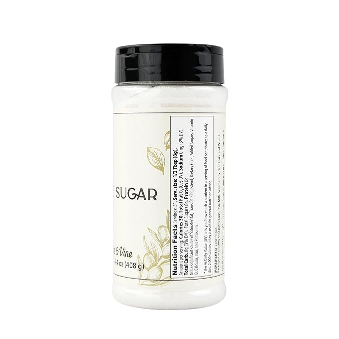 Olive & Vine Cane Sugar, Sweet Flavor, For Baking & Beverages, Rich Tradition, Authentic Taste, For Global Recipes (14.4 Ounce)