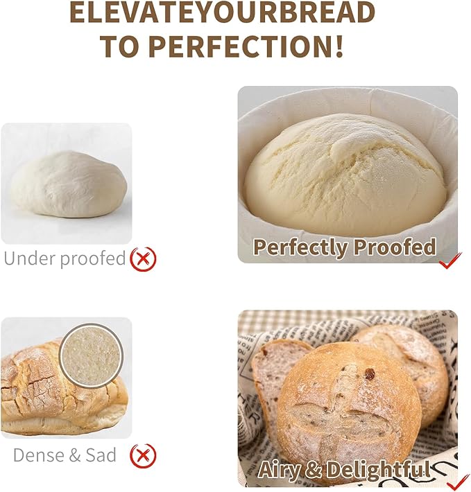 Banneton Basket Set of 2-9 Inch Oval & Round Proofing Baskets with Liners for Sourdough Bread Baking