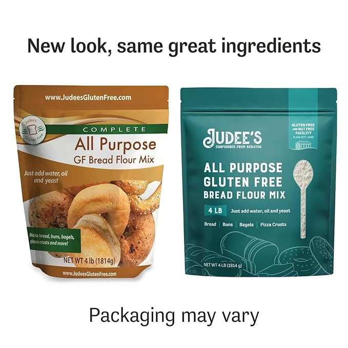 Judee's All Purpose Gluten Free Bread Flour Mix 4 lb - Make Homemade Bread, Pizza Crusts, Bagels, Buns, English Muffins, Focaccia and More - Great for Baking and Cooking