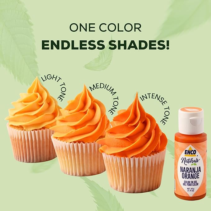 ENCO Natural Food Coloring Gel Orange 1.41 oz - No artifitial dyes - Vibrant colors for Icing, Buttercream, Fondant - Vegan & Kosher