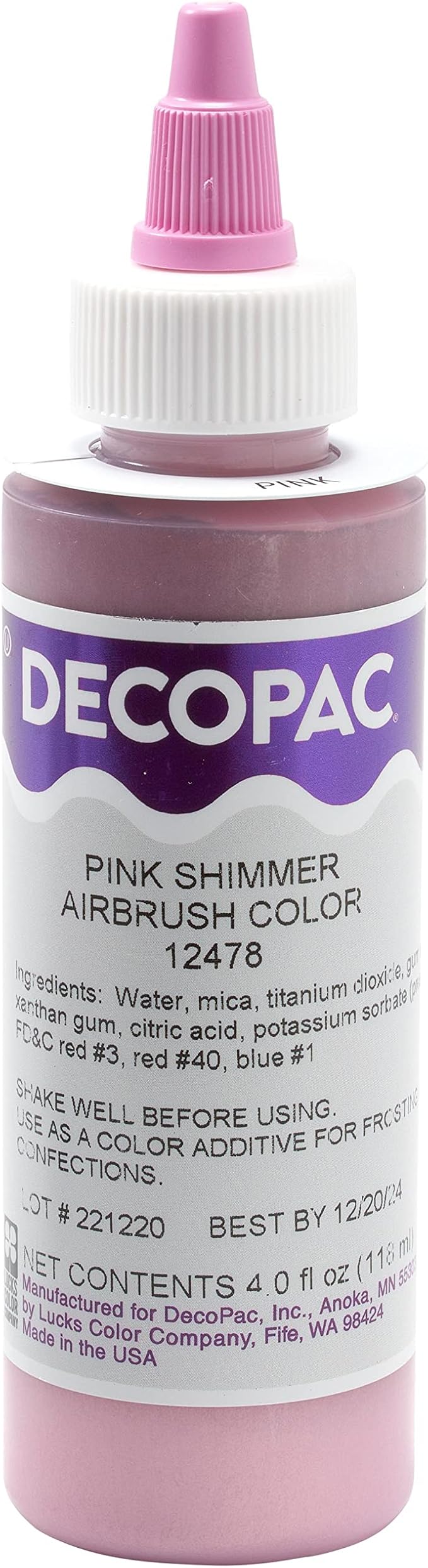 Pink Shimmer Premium Airbrush Color Cake Decorations - Food Coloring - Airbrush Color - 4 Fl Oz