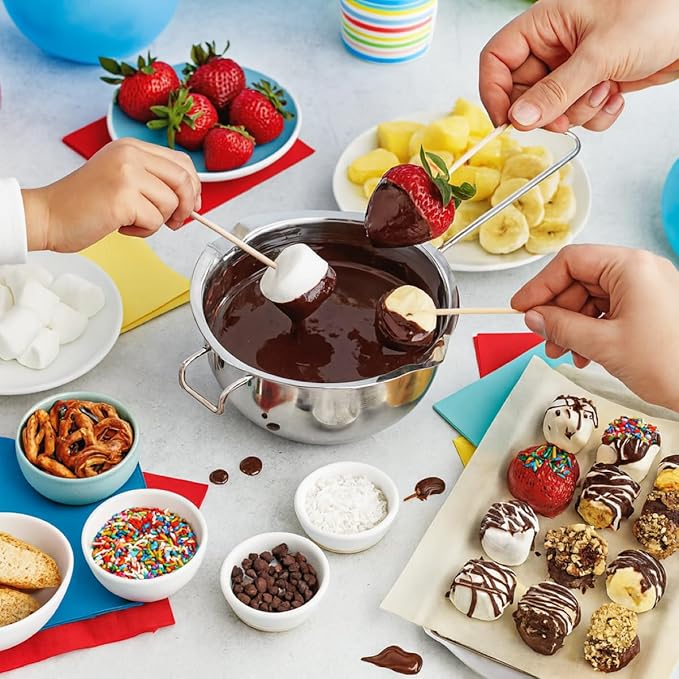 Mrs. Anderson’s Baking Chocolate Melting Pot with Pour Spouts, Heavyweight Stainless Steel, 2.5-Cup Capacity