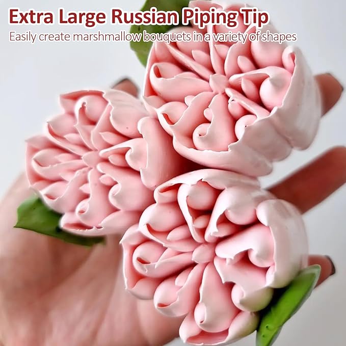 Extra Large Russian Piping Tips for Marshmallows Stainless Steel Flower Frosting Nozzles many styles Cake Decorating Baking tool for Buttercream, Cupcakes Cookies(SL59)
