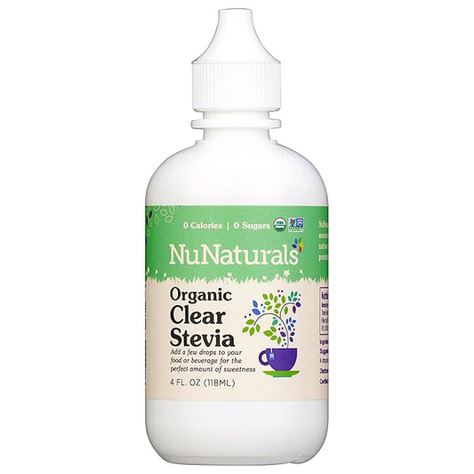 NuNaturals Organic Clear Extract Stevia, Plant-Based Sweetener, Plastic Bottle, 4 oz