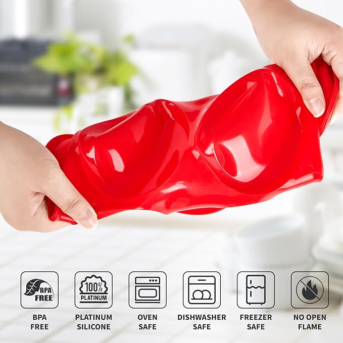 4 Inch Silicone Egg Molds for Breakfast Sandwiches, 2 Pack Jumbo Size Muffin Top Pans, Non-Stick Round Baking Molds for Egg Bites, Hamburger Buns, English Muffins, Whoopie Pies