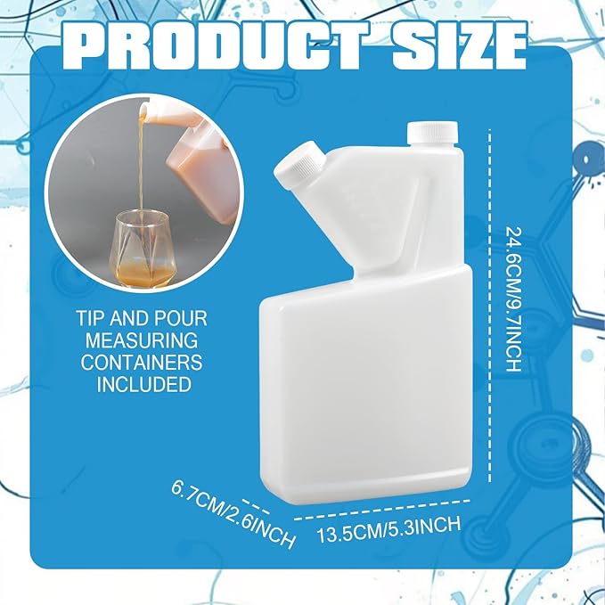 6 Pcs 17oz Measure Container Tip and Pour Measuring Containers Plastic Bottle up to 2oz Capacity